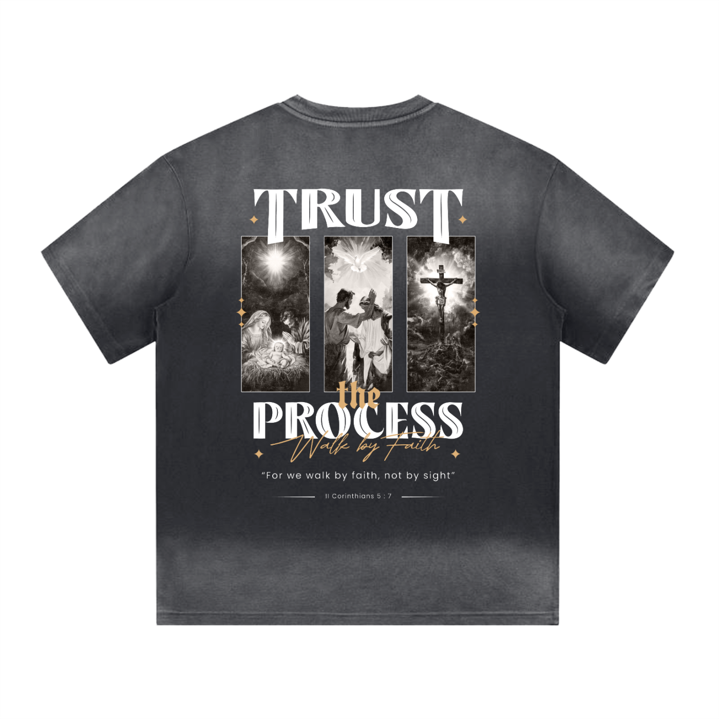 Trust the Process "Origin"  Washed Black T-Shirt - Image 2