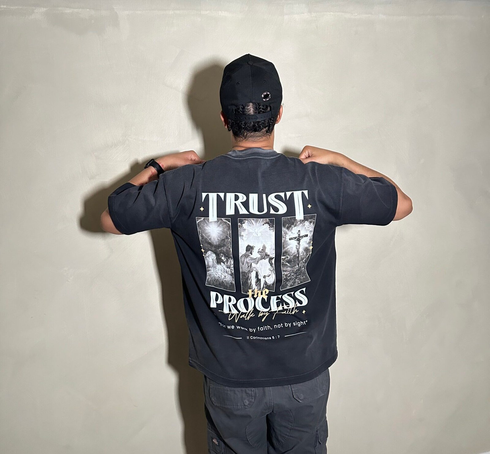 Trust the Process "Origin"  Washed Black T-Shirt - Image 3