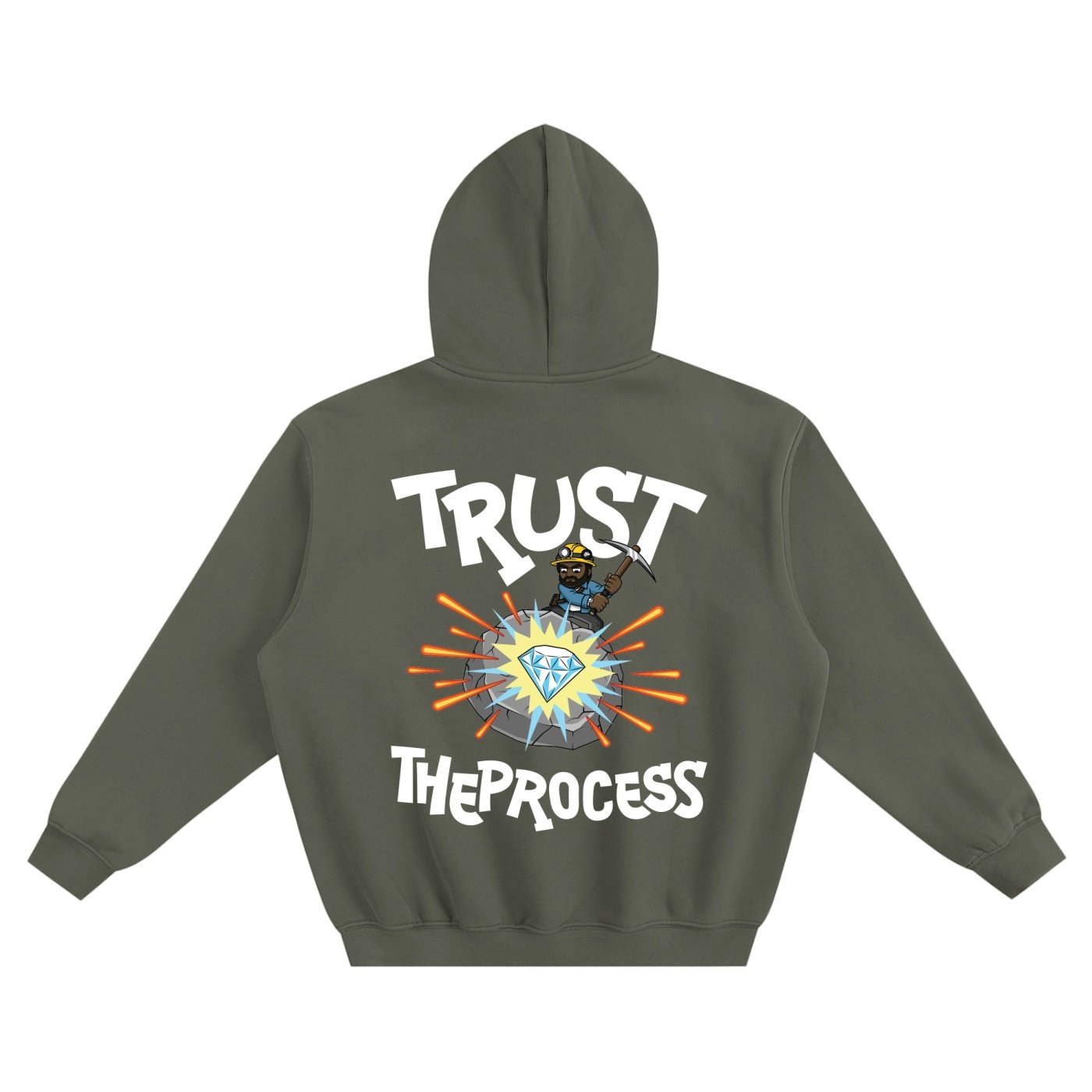 Trust the Process Ash Olive Boxy Hoodie - Image 2